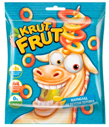 Мармелад жевательный KRUTFRUT "Колечки" со вкусом персика 70 г