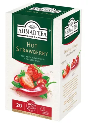 Чай травяной AHMAD TEA "Hot Strawberry" гибискус с клубникой и перцем чили 20х1,8 г