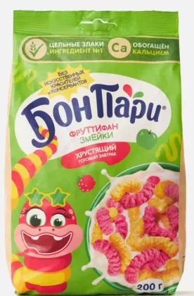 Готовый завтрак БОН ПАРИ "Фруттифан. Змейки" 200 г