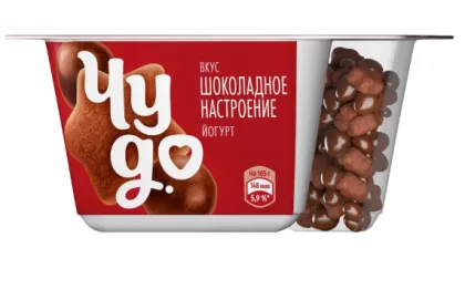 Йогурт ЧУДО "Шоколадное настроение" с печеньем &laquo;Чёрный какао&raquo; и злаковыми шариками в глазури 105 г 4%