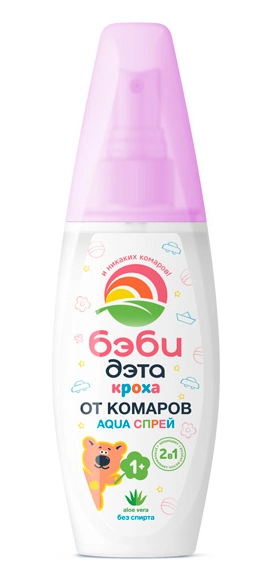 Спрей ДЭТА "Бэби Кроха Aqua" 2в1 от комаров с алое вера 100 мл